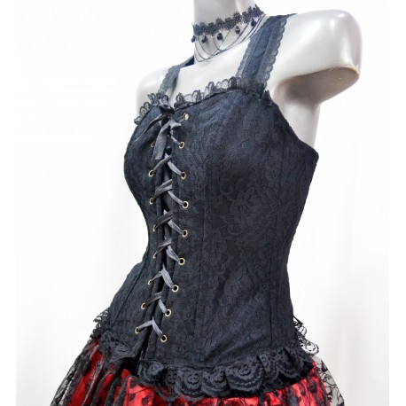 CORSET NEGRO MUJER DE ENCAJE