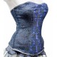 Corset de Encaje Negro con Azul