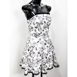 Vestido Karla Floreado - Blanco y Negro