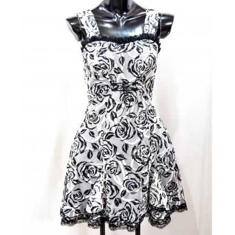 Vestido Karla Floreado - Gris y Negro